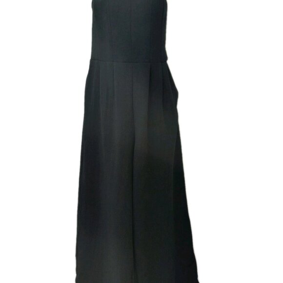 A New Day Women Straple Jumpsuit Black Size Medium Pleated Wide Leg Pull On - Picture 3 of 13
